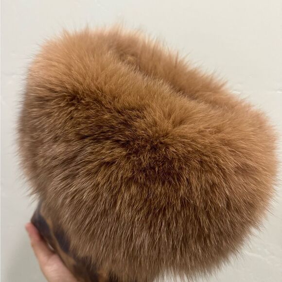 Gorgeous Real Fox Fur Trimmed Handmade Genuine Leather Tote Bag/ Crossbody - Picture 13 of 16